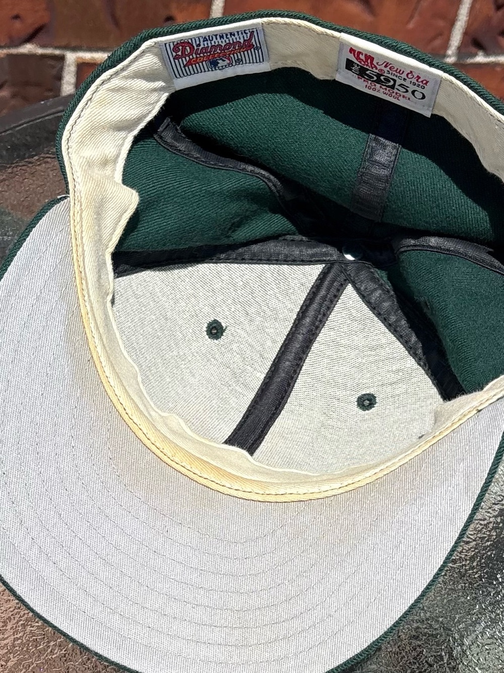 Vintage 90’s New Era Pro Model Oakland A’s Diamond Collection Fitted Hat 7 1/4 - Picture 7 of 9